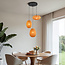 3-light Japandi pendant lamp with orange fabric lanterns - Fabrica