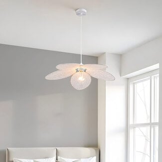 pendant light Floral - beige with fabric petals