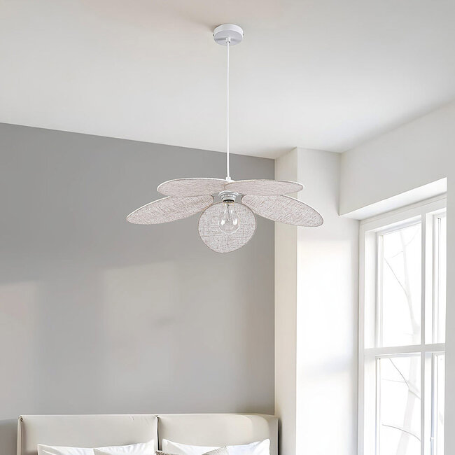 pendant light Floral - beige with fabric petals