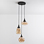 Modern pendant lamp with Amber glass, 3-light - Loua