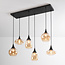 Black Loic pendant lamp with Amber glass, 6-light
