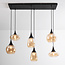 Black Loic pendant lamp with Amber glass, 6-light