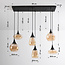 Black Loic pendant lamp with Amber glass, 6-light