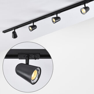 Modern 1.5 metre single-phase track lighting system with Sev spotlights - 3-step dimmable