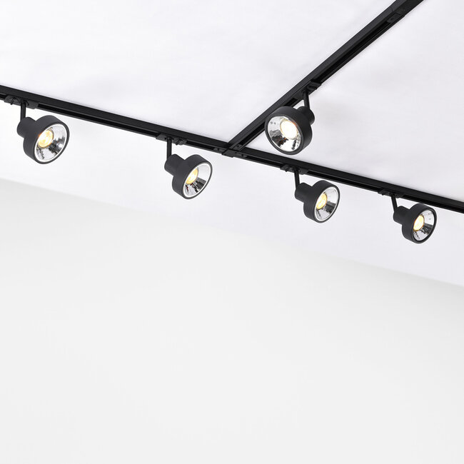 Modern 3-metre single-phase track lighting system with Joel spotlights - ceiling lights