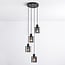 4-light pendant light Pella - black with smoked glass