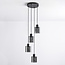 Design pendant light Pella, 4-light - black with smoked glass