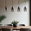 4-light pendant light Palaio - black with smoked glass