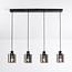 4-light pendant light Palaio - black with smoked glass