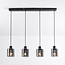 Modern pendant lamp in black with smoked glass, 4-light - Palaio