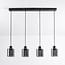 4-light pendant light Palaio - black with smoked glass