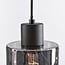 4-light pendant light Palaio - black with smoked glass