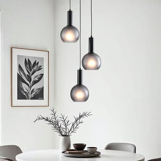 3-light pendant light Brinati - grey frosted glass