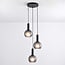 3-light pendant light Brinati - grey frosted glass