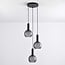 3-light pendant light Brinati - grey frosted glass