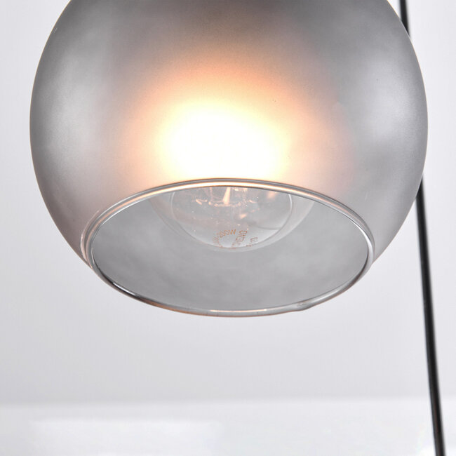 Modern pendant lamp with grey frosted glass, 3-light - Brinati
