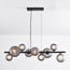 9-light pendant light Givree - black and grey frosted glass