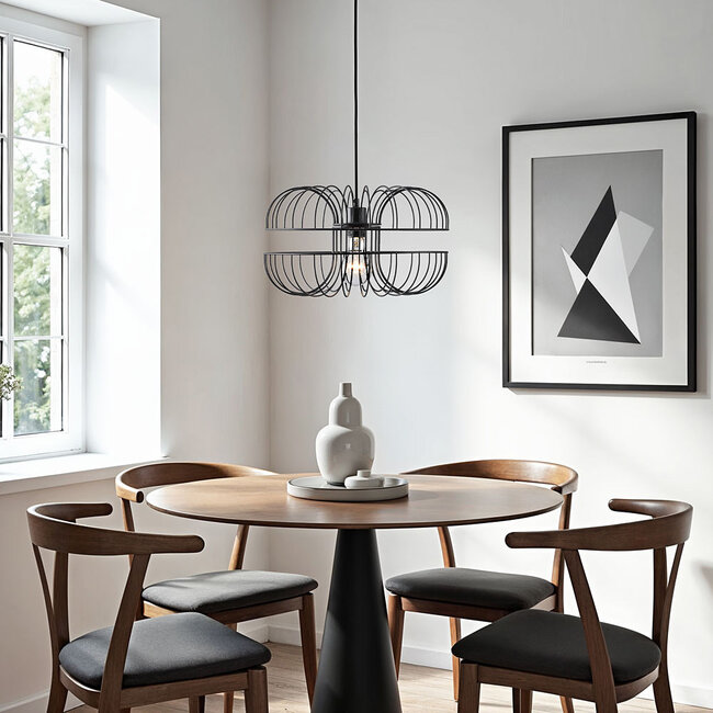 Industrial pendant lamp with black metal - Hilo