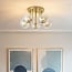 5-light ceiling light Amora - brass with cognac glass