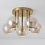 5-light ceiling light Amora - brass with cognac glass