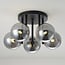 5-light ceiling light Amora - black with smoked glass