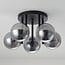 5-light ceiling light Amora - black with smoked glass