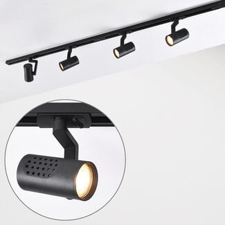 1-phase track system set of 1.5 metres with Fem spotlights, black