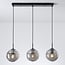 3-light pendant light Carice - black with smoked glass