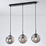 3-light pendant light Carice - black with smoked glass