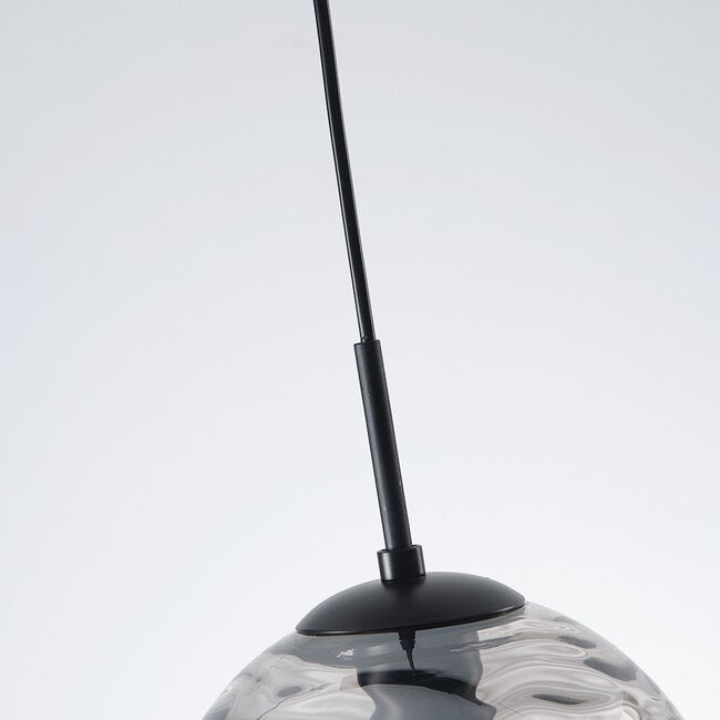 3-light pendant light Carice - black with smoked glass