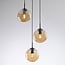 3-light pendant light Eflin - black with amber glass