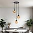 3-light pendant light Eflin - black with amber glass