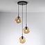 3-light pendant light Eflin - black with amber glass