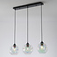 Modern pendant lamp Fayen black with mother-of-pearl glass, 3-light