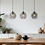 3-light pendant lamp Fayen Black with wavy smoked glass