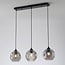 3-light pendant light Fayen - black with smoked glass
