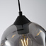 3-light pendant lamp Fayen Black with wavy smoked glass