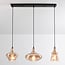 3-light pendant light Maracas - black with amber glass