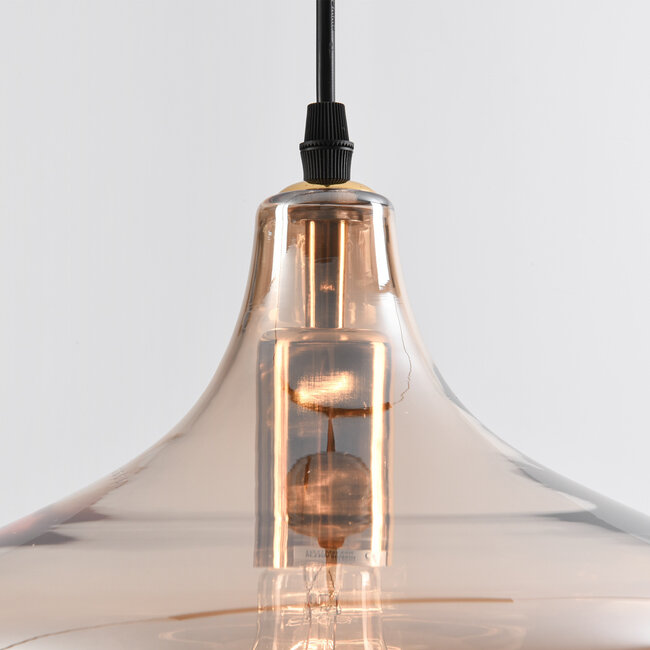 3-light Industrial pendant lamp with Amber glass - Maracas