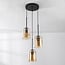 3-light pendant light Turella - amber glass