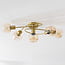 5-light ceiling light Globe - gold with amber glass