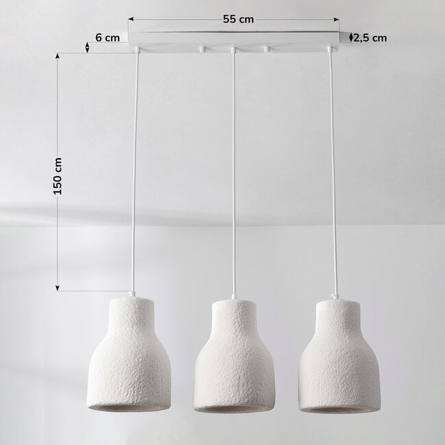 Wabi-Sabi Hikari pendant lamp with White stone effect, 3-light