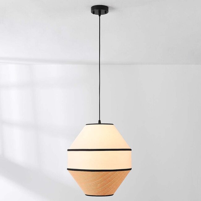 Japandi Seil pendant lamp with natural textile shade and braided cord