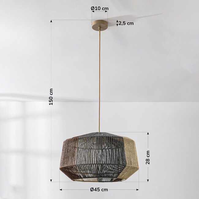 Pendant light Ravon made of three-colour braided rope