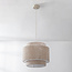 Tressa pendant lamp with ribbed fabric shade - Beige