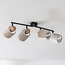 Black Noura ceiling lamp with four swivelling spotlights made of beige fabric