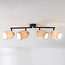 Black Noura ceiling lamp with four swivelling spotlights made of beige fabric