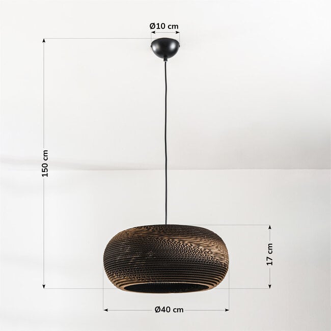 pendant light Kaja in pressed paper fibre - black