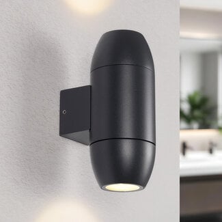 Oval bathroom wall lamp 2-light in black