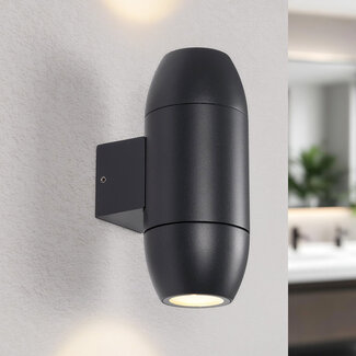 Oval black bathroom wall light, 2-light